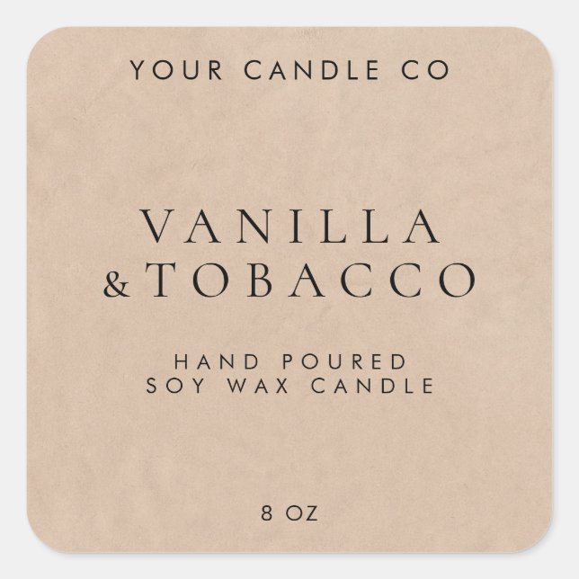 Elegant Minimalist Kraft Candle Label (Front)