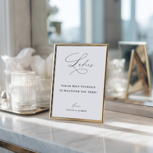 Elegant Minimalist Ladies Bathroom Basket Sign Invitation