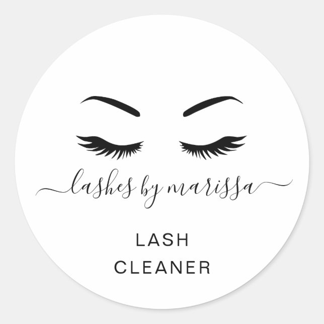 Elegant Minimalist Lash Cleaner Lashes Business Classic Round Sticker (Front)