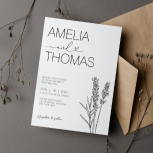 Elegant Minimalist Lavender Calligraphy Wedding Invitation