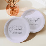 Elegant Minimalist Lavender Graduation Paper Plate<br><div class="desc">Elegant graduation paper plates featuring "Graduate" displayed in a beautiful black script with a lavender purple background. Personalise the graduation plates by adding the graduate's name,  school name,  and graduation year. The personalised graduation paper plates are perfect for both high school and college graduation parties.</div>