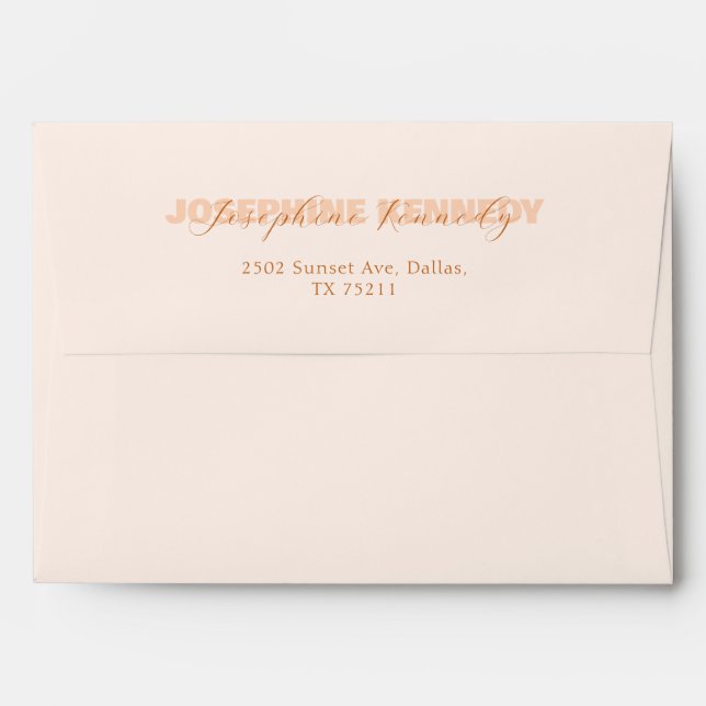 Elegant Minimalist Light Orange Warm Colour Envelope (Back (Top Flap))