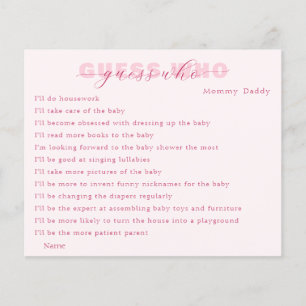 Elegant Minimalist Light Pink Guess Who Game