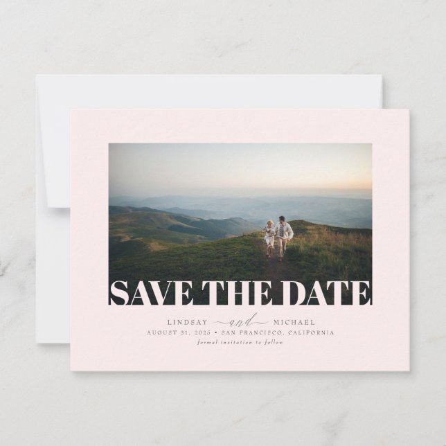 Elegant Minimalist Light Pink Save the Date Photo (Front)