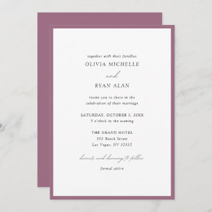 Elegant Minimalist Lilac Purple Wedding Invitation