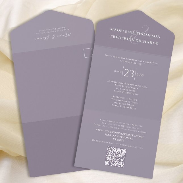 Elegant Minimalist Lilac Simple | QR Code Website All In One Invitation (Creator Uploaded)