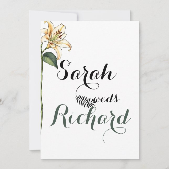  Elegant Minimalist Lily Wedding Invitation (Front)