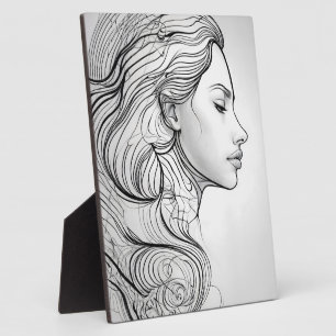 Elegant Minimalist Line Art Portrait Plaque