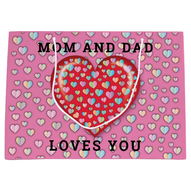 Elegant Minimalist Love Design Large Gift Bag (Front)