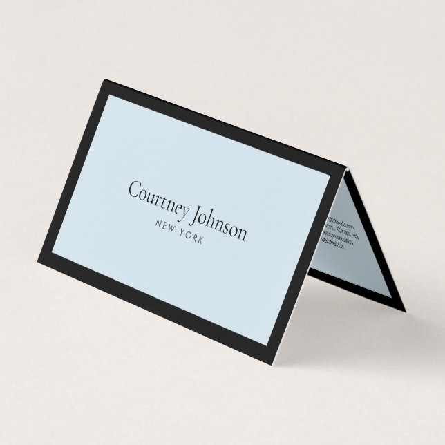 Elegant Minimalist Luxury Boutique Black/Blue Business Card (Front)