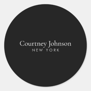 Elegant Minimalist Luxury Boutique Black Classic Round Sticker