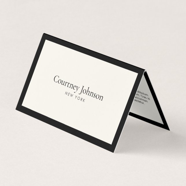 Elegant Minimalist Luxury Boutique Black/Ivory Business Card (Front)