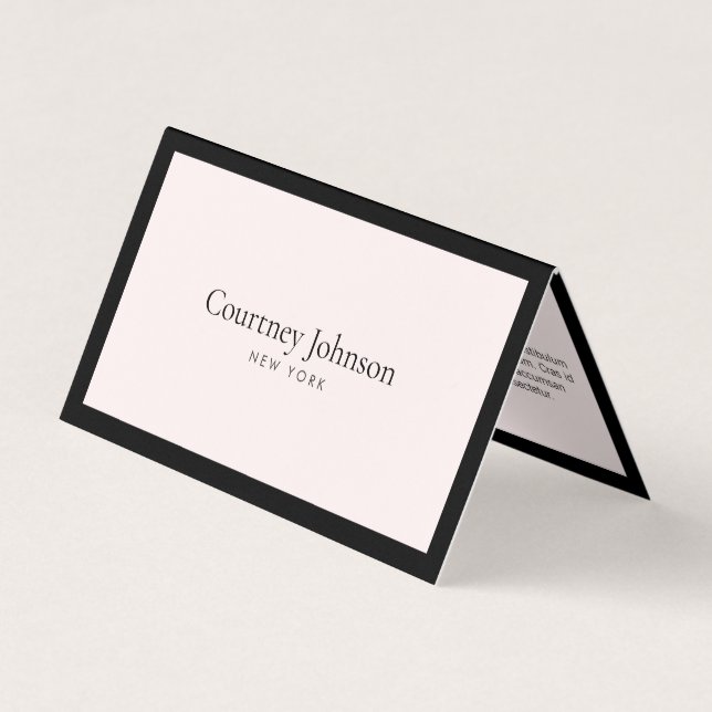 Elegant Minimalist Luxury Boutique Black/Lt Pink Business Card (Front)