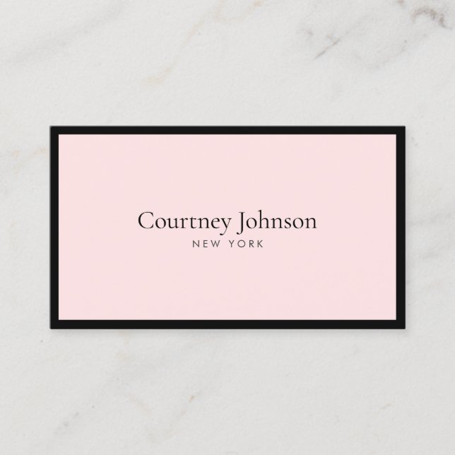 Elegant Minimalist Luxury Boutique Black/Pink Business Card (Front)