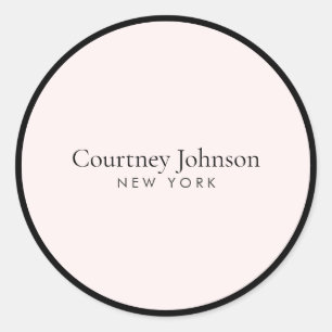 Elegant Minimalist Luxury Boutique Black/Pink Classic Round Sticker