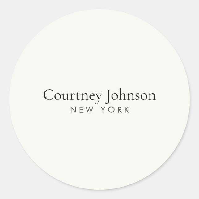Elegant Minimalist Luxury Boutique Ivory Classic Round Sticker (Front)