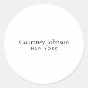 Elegant Minimalist Luxury Boutique White Classic Round Sticker
