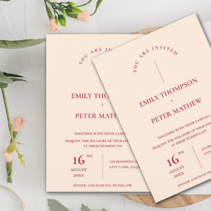 Elegant Minimalist Magenta Contemporary Wedding Invitation