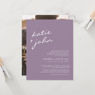 Elegant Minimalist Mauve Purple Downsized Wedding Invitation