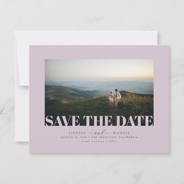 Elegant Minimalist Mauve Save the Date Photo (Front)
