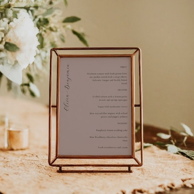 Elegant Minimalist Mauve Script Custom Wedding Menu (Creator Uploaded)