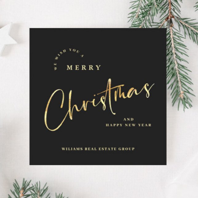 Elegant Minimalist Merry Christmas Corporate Gold Holiday Card (Creator Uploaded)