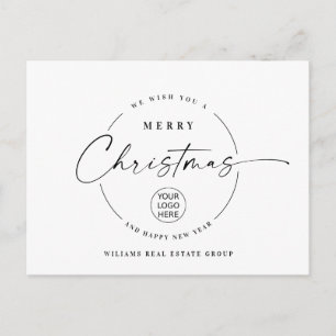 Elegant Minimalist Merry Christmas Corporate Postcard