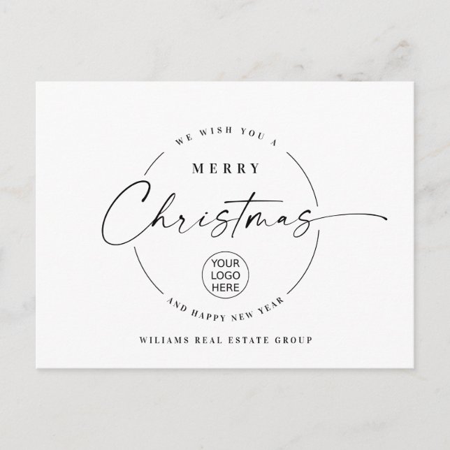 Elegant Minimalist Merry Christmas Corporate Postcard (Front)
