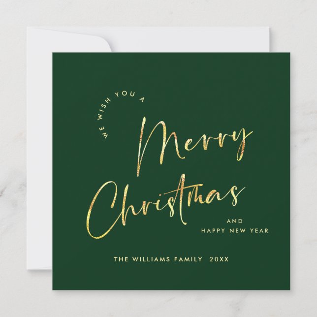 Elegant Minimalist Merry Christmas Greeting Gold  Holiday Card (Front)