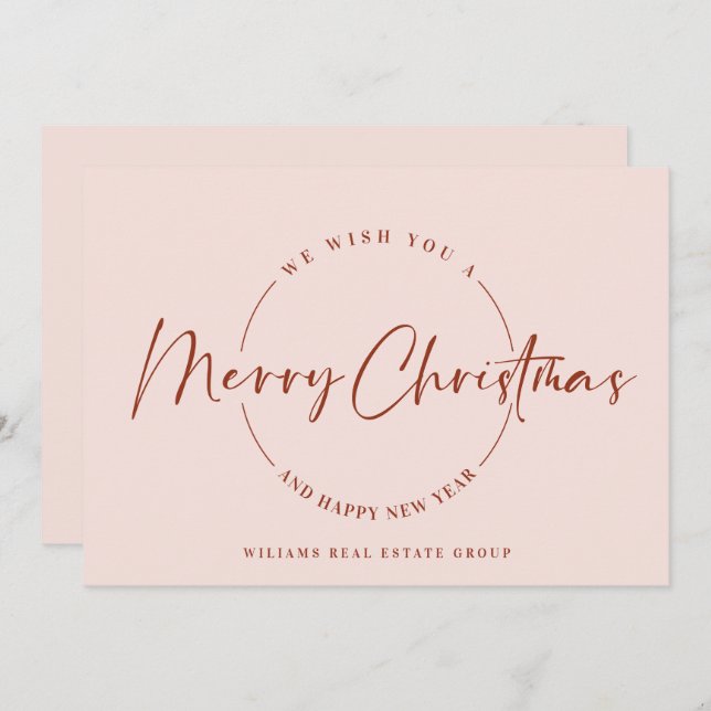 Elegant Minimalist Merry Christmas Greeting Holiday Card (Front/Back)