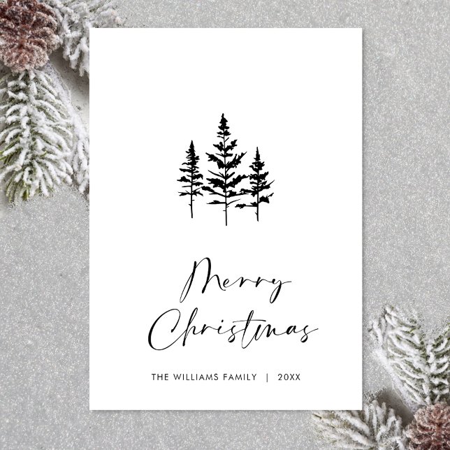 Elegant Minimalist Merry Christmas Greeting Holiday Card (Zazzle Elegant Minimalist Christmas Greeting QR code Holiday Card)