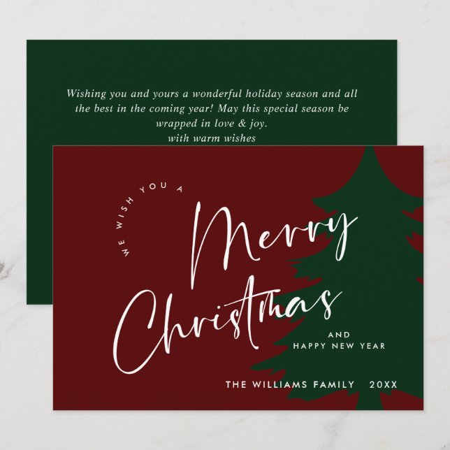 Elegant Minimalist Merry Christmas Greeting Holiday Card (Front/Back)
