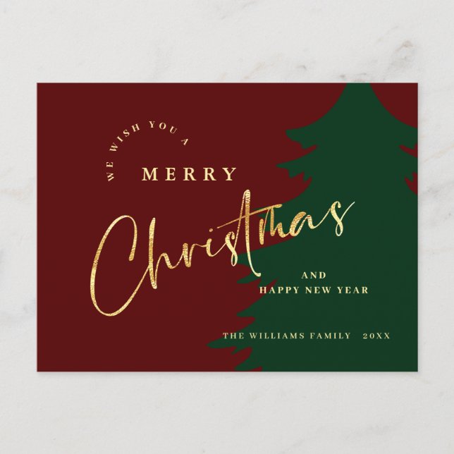Elegant Minimalist Merry Christmas Greeting Holiday Postcard (Front)