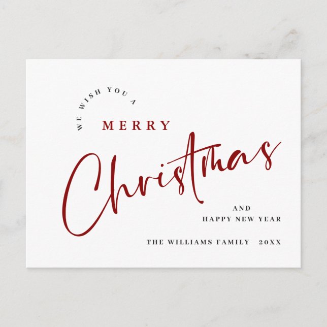 Elegant Minimalist Merry Christmas Greeting Postcard (Front)