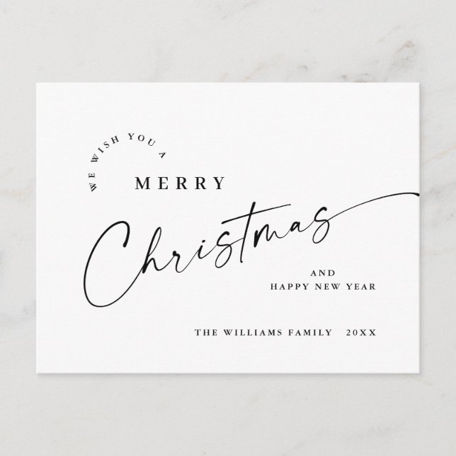 Elegant Minimalist Merry Christmas Greeting Postcard (Front)