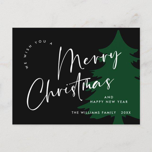 Elegant Minimalist Merry Christmas Greeting Postcard (Front)