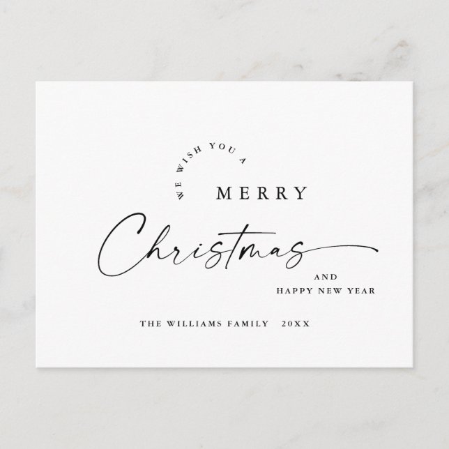 Elegant Minimalist Merry Christmas Greeting Postcard (Front)