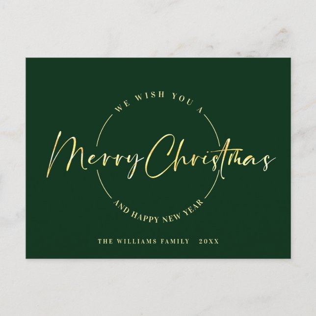 Elegant Minimalist Merry Christmas Greeting Postcard (Front)