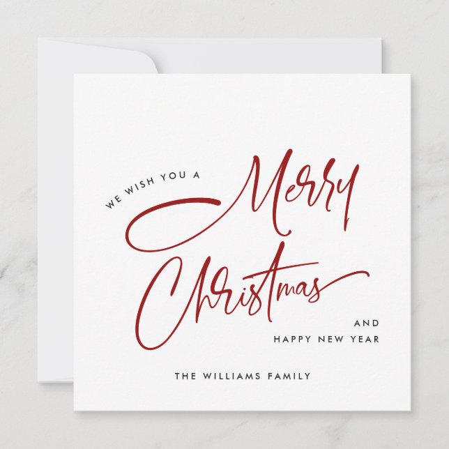 Elegant Minimalist Merry Christmas Holiday Card (Front)