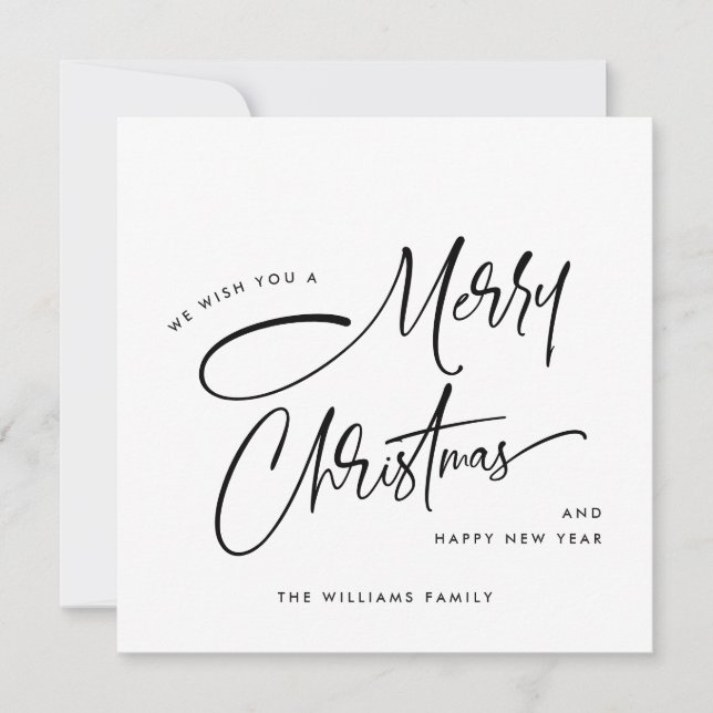 Elegant Minimalist Merry Christmas Holiday Card (Front)