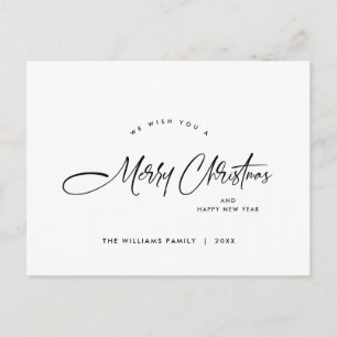 Elegant Minimalist Merry Christmas Holiday Postcard