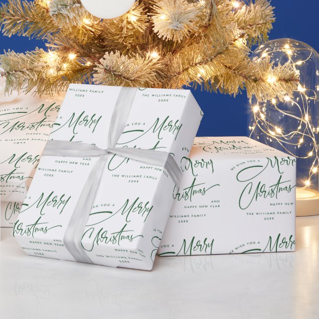 Elegant Minimalist Merry Christmas Holiday Wrapping Paper (Holidays)