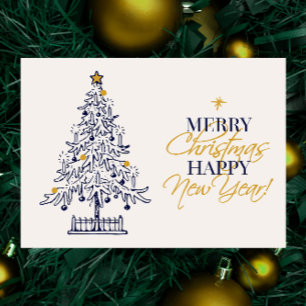 Elegant Minimalist Merry Christmas Tree Corporate Holiday Card