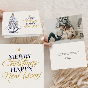 Elegant Minimalist Merry Christmas Tree Photo Card