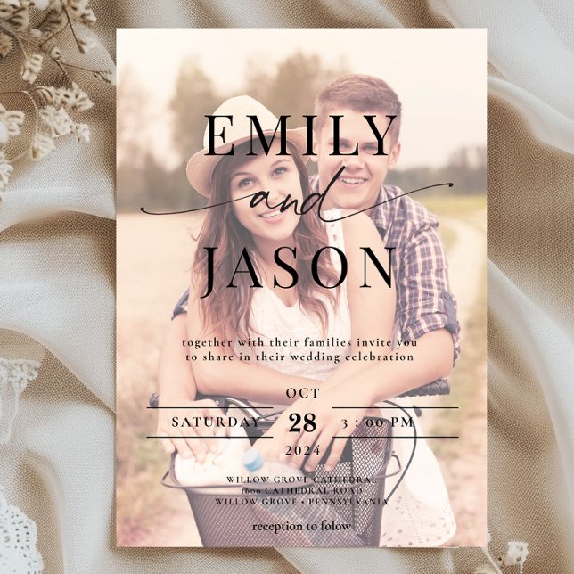 Elegant Minimalist Modern Arched Photo Wedding Invitation (Creator Uploaded)