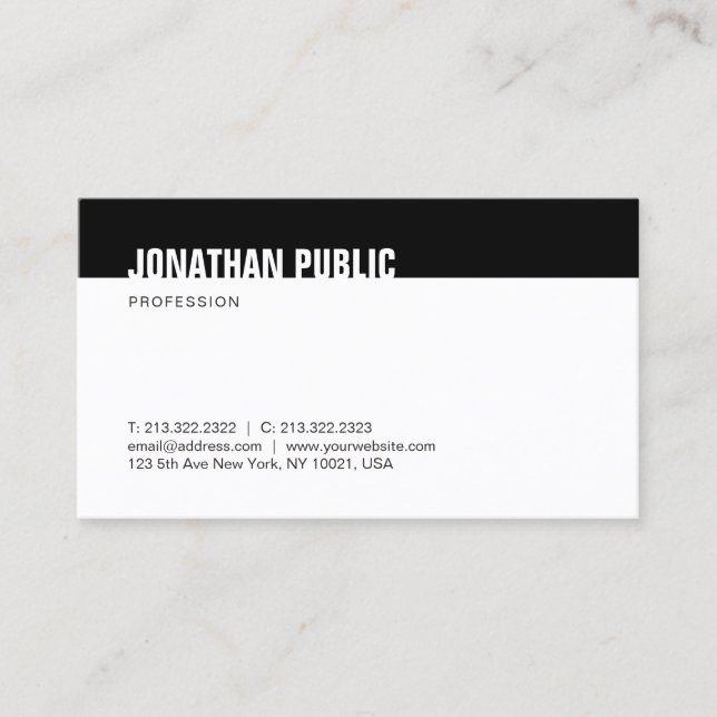 Elegant Minimalist Modern Black And White Template Business Card (Front)