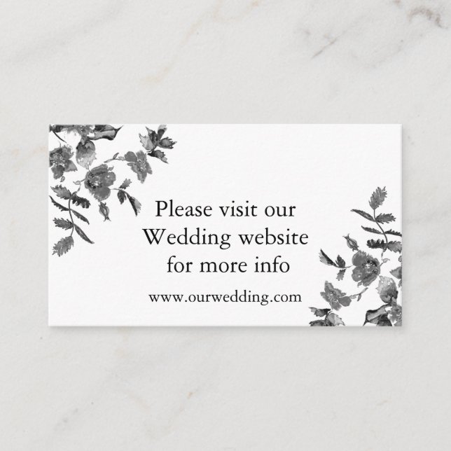 Elegant minimalist modern black white wildflowers enclosure card (Front)