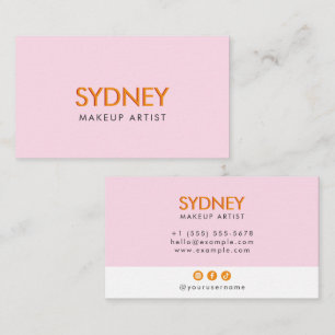 Elegant Minimalist Modern Blush Pink Orange Chic Business Card