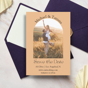 elegant minimalist modern boho photo orange save the date