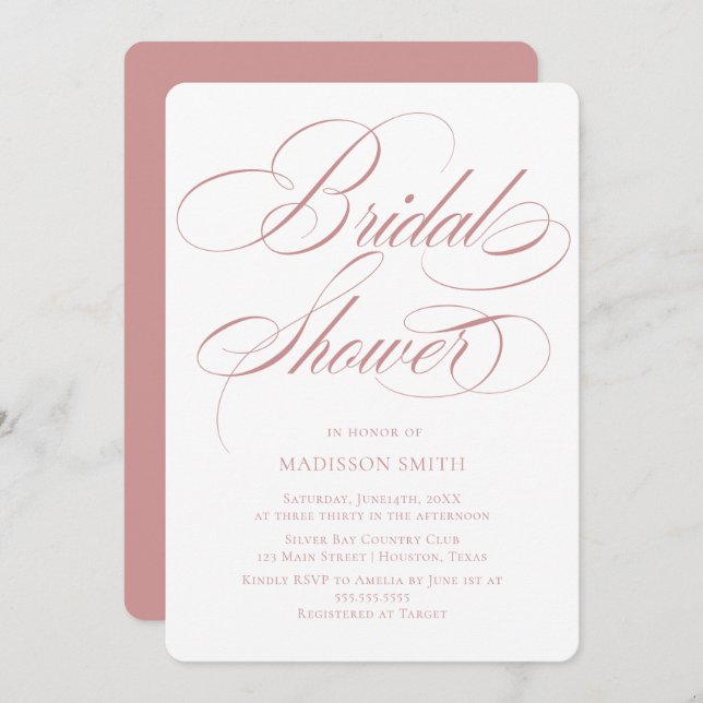 Elegant Minimalist modern Bridal Shower  Invitation (Front/Back)